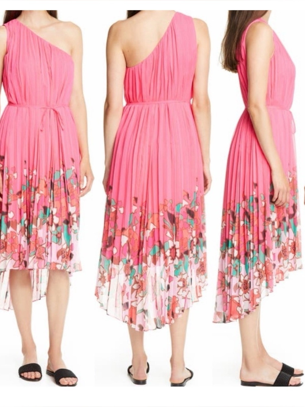 Ted Baker Pink Pleated One Shoulder Dress - Picture 4 of 4